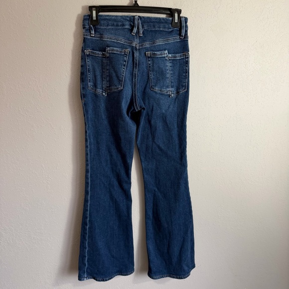 Good American Dark Wash Blue Denim Flare Leg Jeans Womens 27 Stretch Casual - Picture 5 of 6